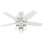 Bennett Ceiling Fan with 3 Lights - Matte White / Bleached Oak/Fresh White