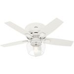 Bennett 44 Inch Low Profile Ceiling Fan with Light - Matte White / Bleached Oak/Fresh White