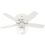 Bennett 44 Inch Low Profile Ceiling Fan with Light - Matte White / Bleached Oak / Fresh White