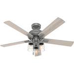 Hartland Ceiling Fan with Light - Matte Silver / Light Gray Oak