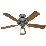 Swanson 3-Light Ceiling Fan - Matte Silver / Autumn Walnut / Natural Wood / Clear Frosted