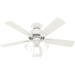 Swanson 3-Light Ceiling Fan - Fresh White / Fresh White / Natural Wood / Clear Frosted