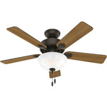 Swanson Ceiling Fan with Bowl Light - New Bronze / American Walnut / Greyed Walnut