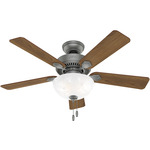 Swanson Ceiling Fan with Bowl Light - Matte Silver / Autumn Walnut / Natural Wood / Swirled Marble