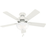 Swanson Ceiling Fan with Bowl Light - Fresh White / Fresh White / Natural Wood / Swirled Marble