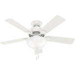 Swanson Ceiling Fan with Bowl Light - Fresh White / Fresh White / Natural Wood