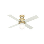 Hepburn Ceiling Fan with Light - Modern Brass / White