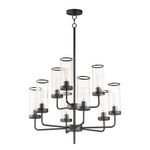 Crosby Chandelier - Black / Clear Ribbed