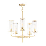 Crosby Chandelier - Satin Brass / Clear Ribbed