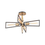 Wings Semi Flush Mount - Satin Brass / Black