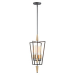 Wings Lantern Pendant - Satin Brass / Black