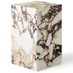 Plinth Tall Marble Table - Beige Rose Marble