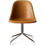 Harbour Upholstered Swivel Side Chair - Polished Aluminum / Dakar Cognac Leather