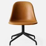 Harbour Upholstered Swivel Side Chair - Black / Dakar Cognac Leather