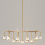 Flute Beam Chandelier - Brushed Brass / Clear