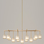 Flute Beam Chandelier - Brushed Brass / Frosted
