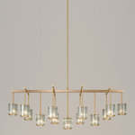 Flute Beam Chandelier - Brushed Brass / Smoke