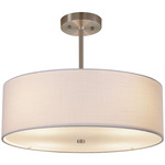 Classic Drum Pendant - Brushed Nickel / White