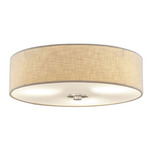 Classic Close-To-Ceiling Drum Light - Brushed Nickel / Cream