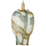 Helen Pendant - Antique Brass / Pale Blue Glass