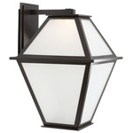Terrace Frosted Lantern Wall Sconce - Statuary Bronze / Frosted Seeded