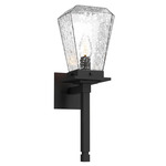 Beacon Torch Outdoor Wall Sconce - Textured Black / Clear Hammered
