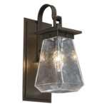 Beacon Outdoor Wall Sconce with Shepherds Hook - Statuary Bronze / Clear Hammered