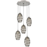 Ellisse Round Multi Light Pendant - Beige Silver / Optic Smoke