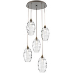 Ellisse Round Multi Light Pendant - Flat Bronze / Optic Clear