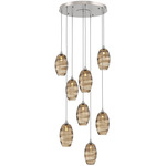 Ellisse Round Multi Light Pendant - Beige Silver / Optic Bronze
