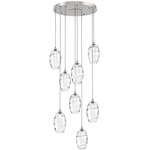 Ellisse Round Multi Light Pendant - Beige Silver / Optic Clear