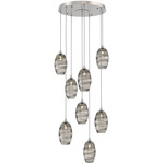 Ellisse Round Multi Light Pendant - Beige Silver / Optic Smoke