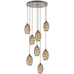Ellisse Round Multi Light Pendant - Flat Bronze / Optic Bronze