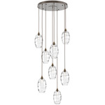 Ellisse Round Multi Light Pendant - Flat Bronze / Optic Clear