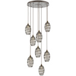 Ellisse Round Multi Light Pendant - Flat Bronze / Optic Smoke