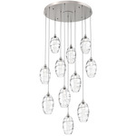 Ellisse Round Multi Light Pendant - Beige Silver / Optic Clear