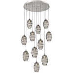 Ellisse Round Multi Light Pendant - Beige Silver / Optic Smoke