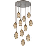 Ellisse Round Multi Light Pendant - Flat Bronze / Optic Bronze