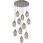 Ellisse Round Multi Light Pendant - Flat Bronze / Optic Smoke