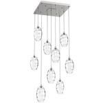 Ellisse Square Multi Light Pendant - Beige Silver / Optic Clear