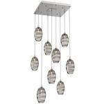 Ellisse Square Multi Light Pendant - Beige Silver / Optic Smoke