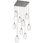 Ellisse Square Multi Light Pendant - Flat Bronze / Optic Clear
