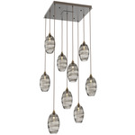 Ellisse Square Multi Light Pendant - Flat Bronze / Optic Smoke