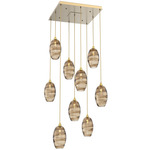 Ellisse Square Multi Light Pendant - Gilded Brass / Optic Bronze