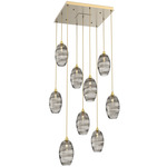 Ellisse Square Multi Light Pendant - Gilded Brass / Optic Smoke