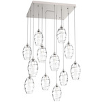 Ellisse Square Multi Light Pendant - Beige Silver / Optic Clear