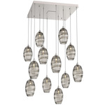 Ellisse Square Multi Light Pendant - Beige Silver / Optic Smoke
