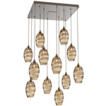 Ellisse Square Multi Light Pendant - Flat Bronze / Optic Bronze