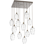 Ellisse Square Multi Light Pendant - Flat Bronze / Optic Clear