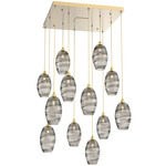 Ellisse Square Multi Light Pendant - Gilded Brass / Optic Smoke